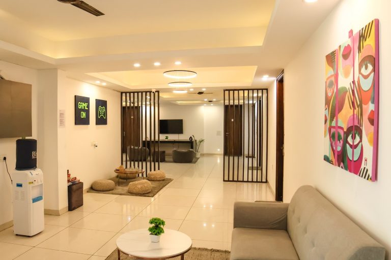 A comfortable communal social space in accommodation